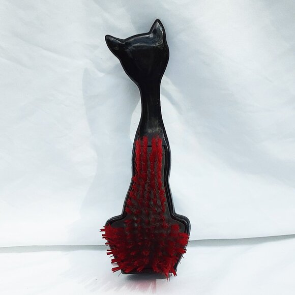 COLLECTIBLE Black Cat Lint Brush with Red Bristles | Vintage Mid Century Modern - Picture 6 of 12